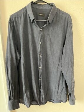 Ermenegildo Zegna Men's Navy Long-Sleeve Button-Down Shirt